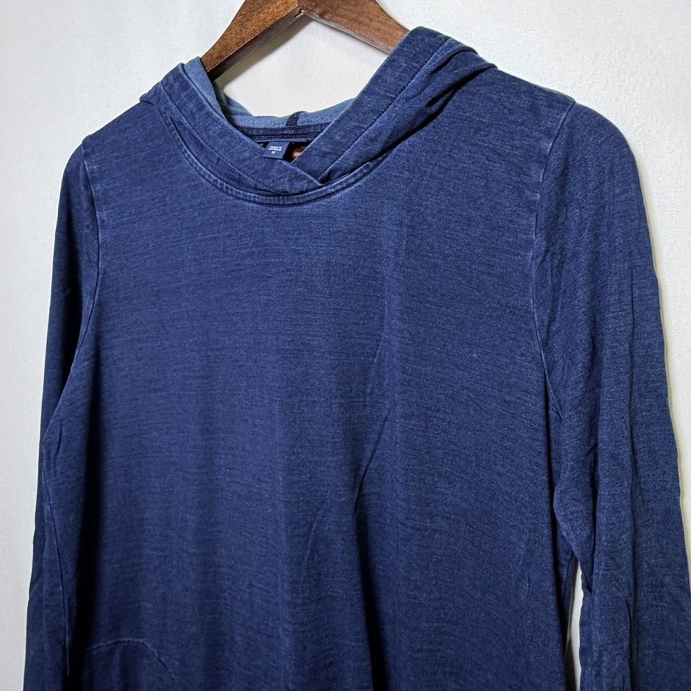 Pure Jill Indigo Blue Hooded Tunic Dress Lyocell Blend Medium Pockets 144181